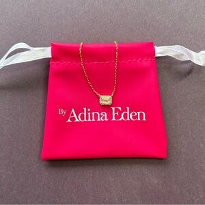Adina Eden Pave Outlined Solitaire Baguette Necklace